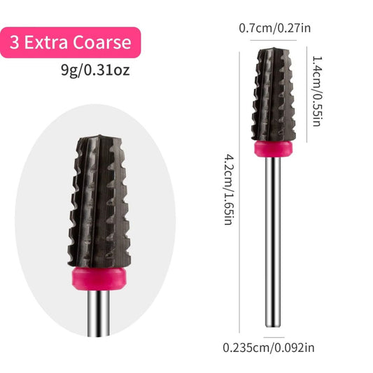 Zloye 5 in 1 High Quality 2 Way Tapered Nail Black Carbide Bit Acrylic Hard Gel