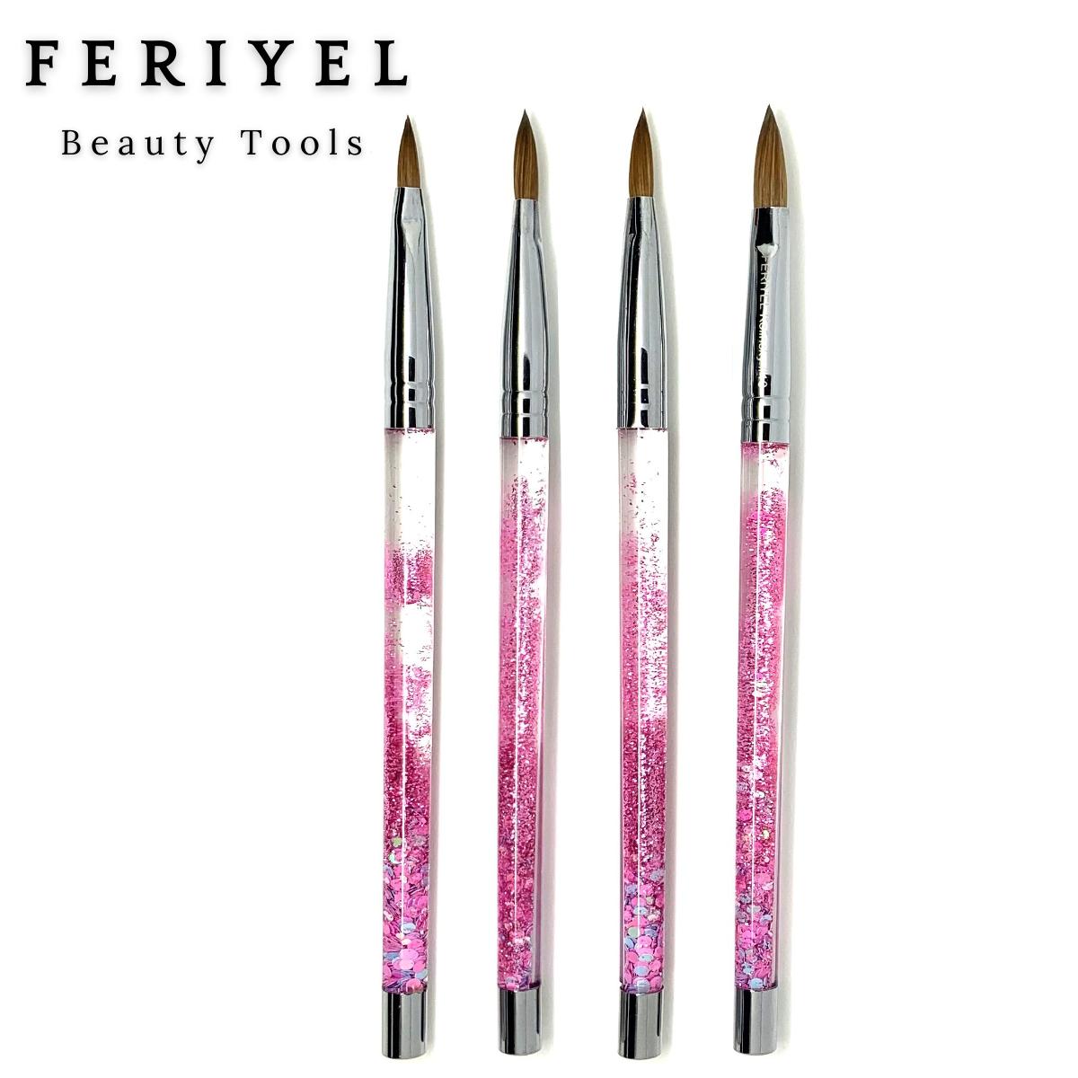 Top Quality Kolinsky Acrylic Round Nail Brush Size 4 to 10 ~ Feriyel Brand USA