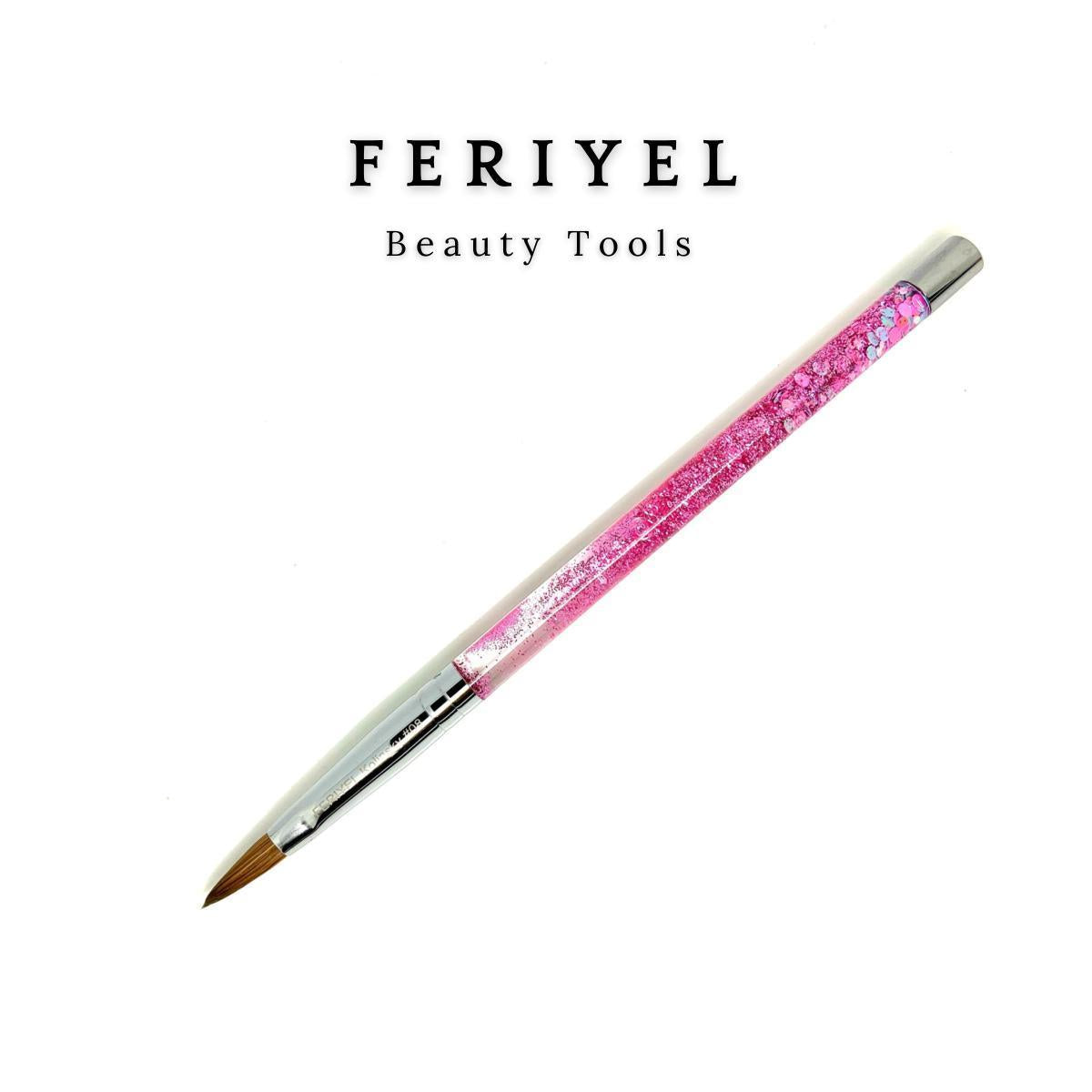 Top Quality Kolinsky Acrylic Round Nail Brush Size 4 to 10 ~ Feriyel Brand USA