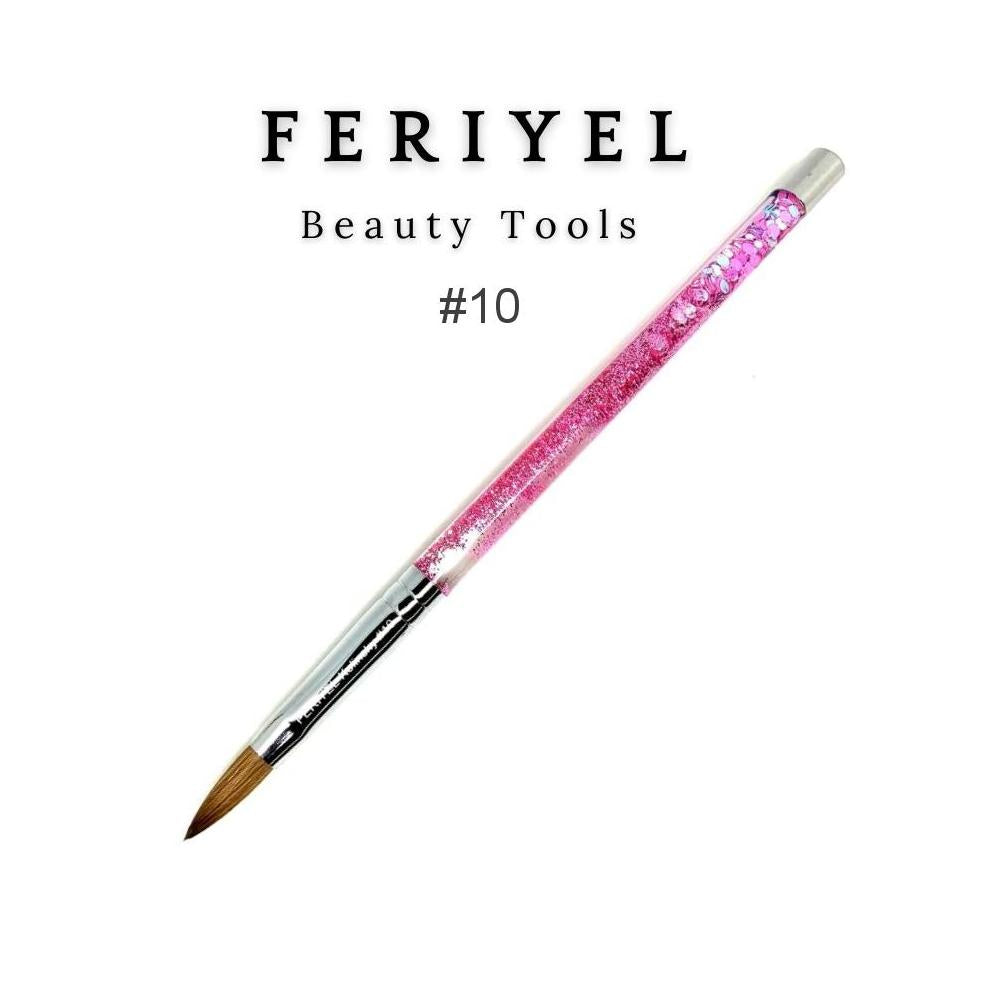 Top Quality Kolinsky Acrylic Round Nail Brush Size 4 to 10 ~ Feriyel Brand USA