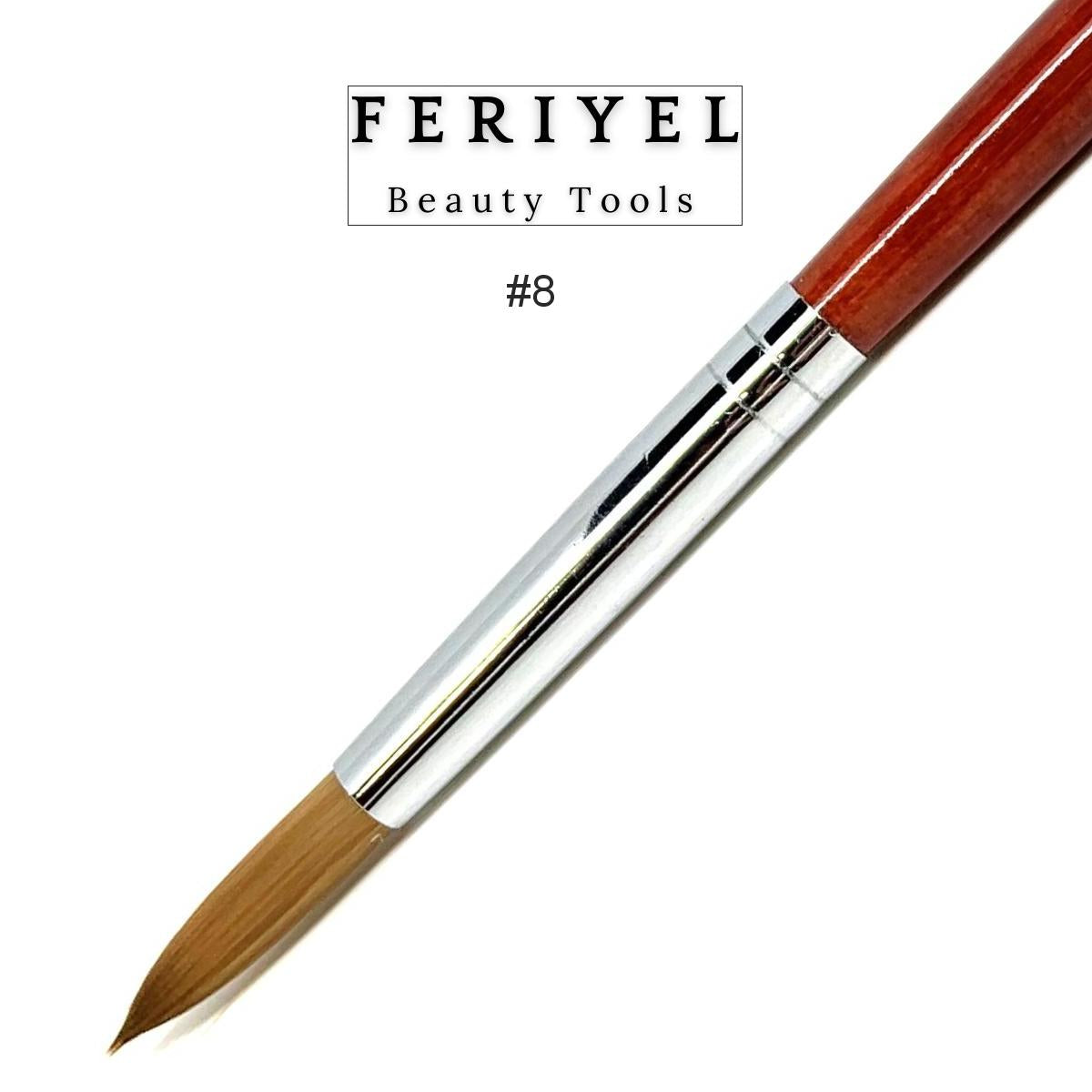 Kolinsky Acrylic Round Nail Brush Size 8 to 10 ~ Feriyel Brand USA
