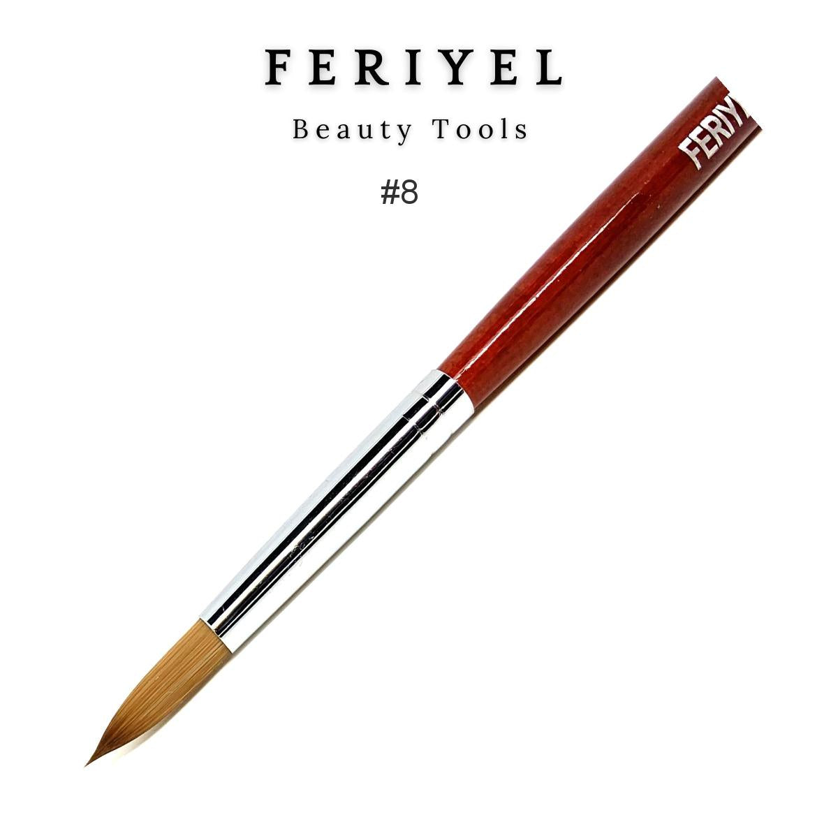 Kolinsky Acrylic Round Nail Brush Size 8 to 10 ~ Feriyel Brand USA