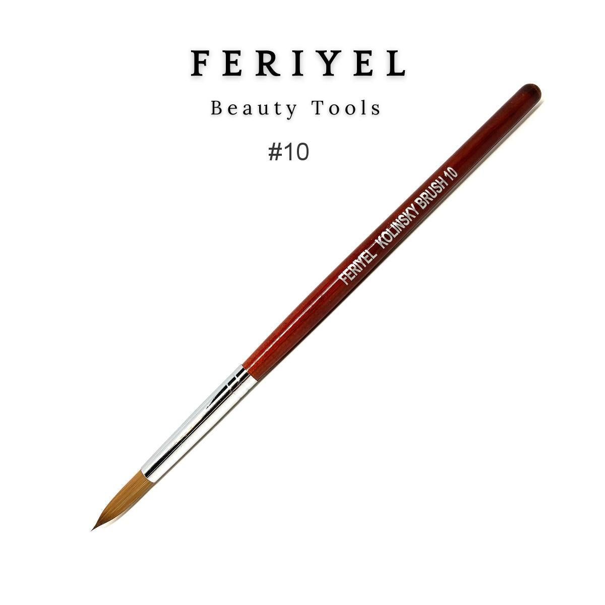 Kolinsky Acrylic Round Nail Brush Size 8 to 10 ~ Feriyel Brand USA